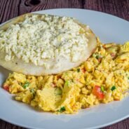 Scrambled Eggs with corn cake and cheese-11